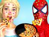 Spiderman & Frozen Elsa vs Pizza Prank! w/ Pink Spidergirl Anna & Joker! Superhero Fun in Real Life - {channelnamelong} (TelealaCarta.es)