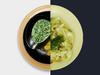 Rahmspinat vs. Gurkensalat mit glasierten Zwiebeln